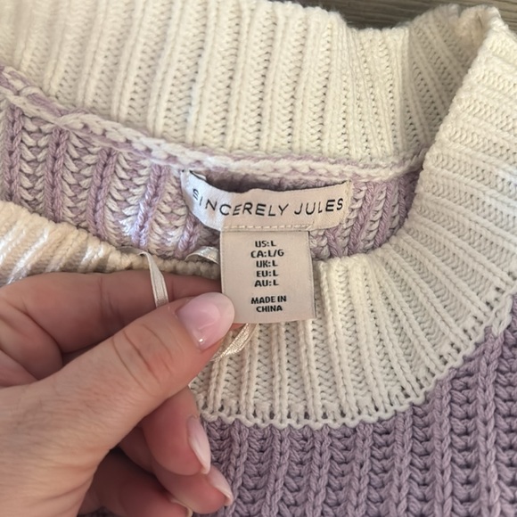 Sincerely Jules Purple & White Knot Sweater Size Large - Picture 3 of 4